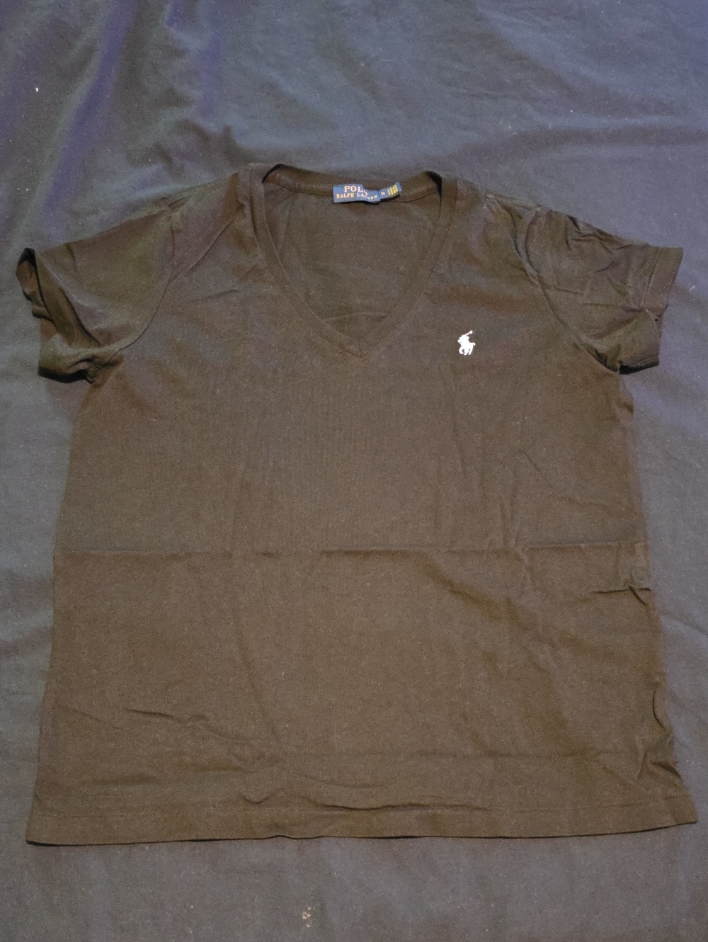 Polo by Ralph Lauren Black V-Neck Tee with White Pony